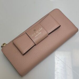 kate spade Blush Pink Bow Zip Around Continental Wallet